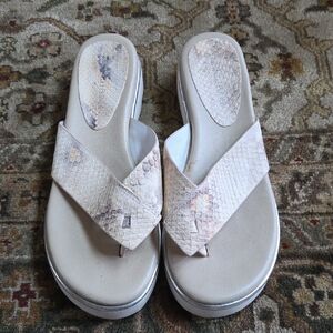 Donald J Pliner Cream Snake Wedge Sandals